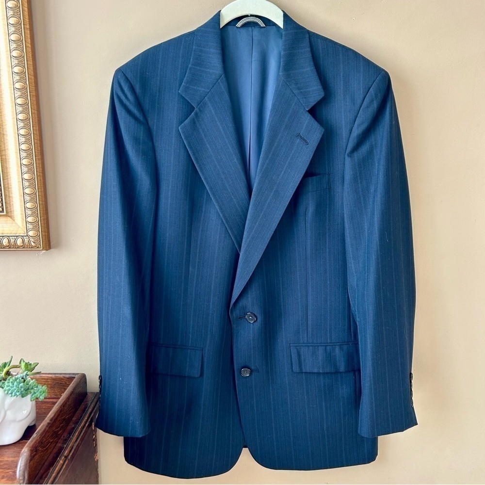 Christian Dior Monsieur Navy Blue Pinstripe Blazer Sports Coat Size M 38R 40R